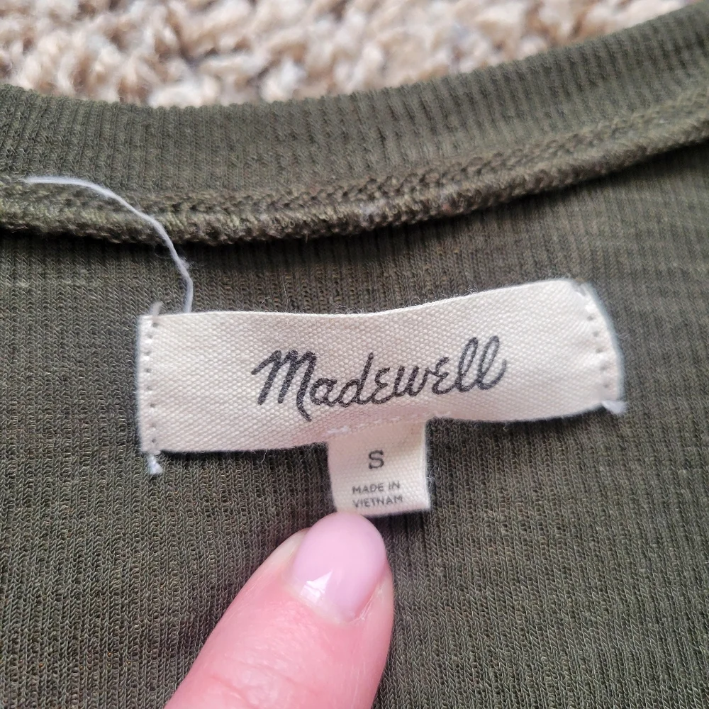 Madewell Eastover Tank Top Shirt Dried Olive Green Scoop Neck Ribbed Size Small